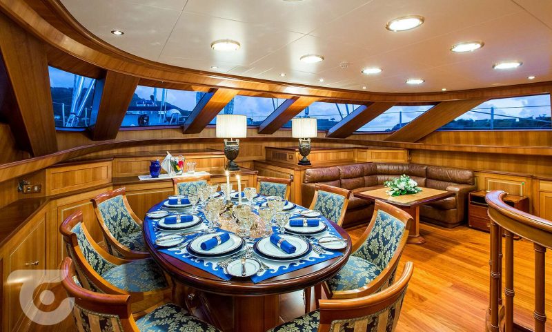 Sailing yacht Perini Navi 40 for sale Main deck dining area abyacht.com