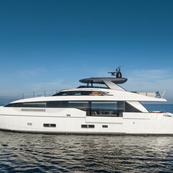 Sanlorenzo 90 asymmetric 2022 for sale Pport side view anchored