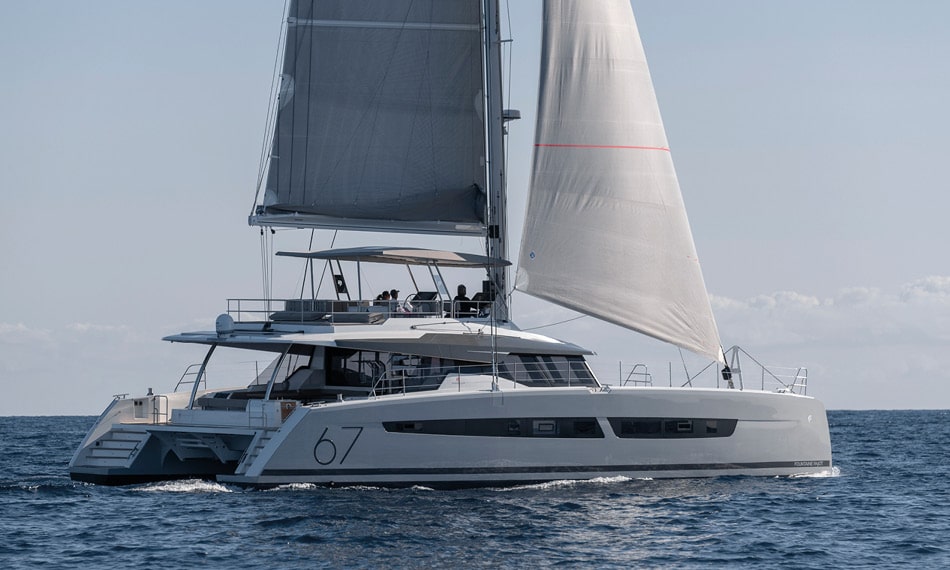 alegria 67 fountaine pajot sailing starboard side abyacht.com